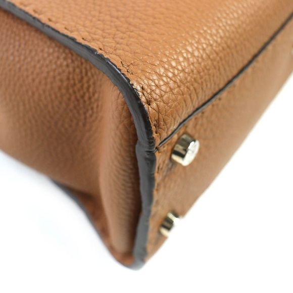 Fendi 8bn290 Peekaboo Regular Leather 2WAY Handbag Shoulder Bag Brown Made In - Picture 7 of 16